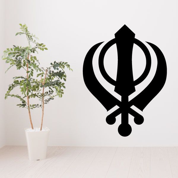 Black Sikhism decal with Khanda symbol and circular sword