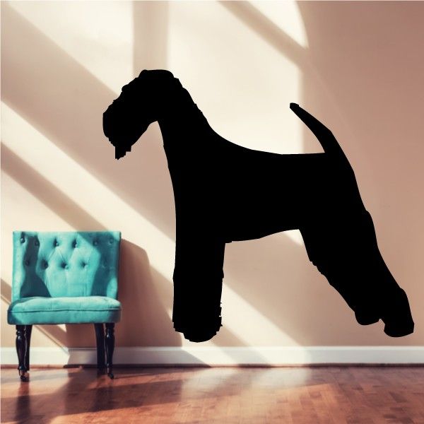 Airedale terrier dog silhouette wall decal, black