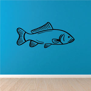 Carp fish wall decal with simple line-art design