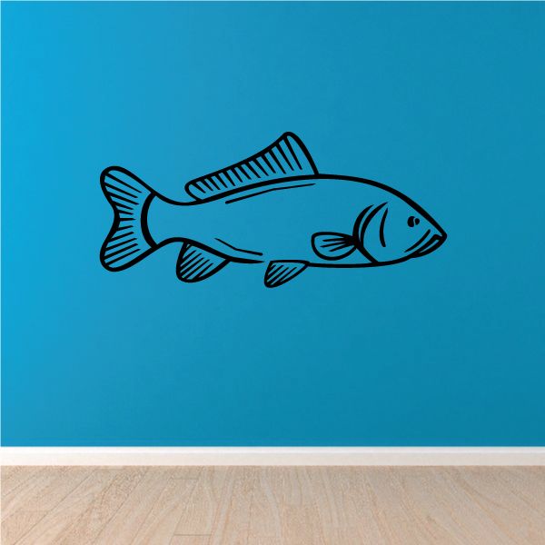 Carp fish wall decal with simple line-art design