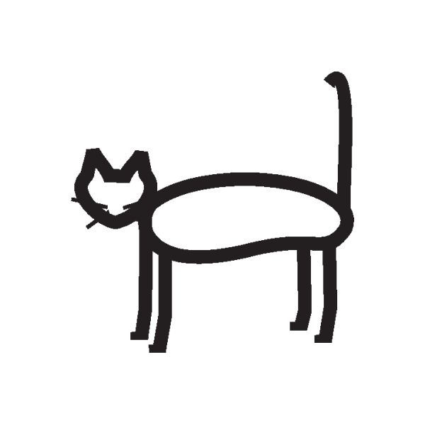 Black line-art cat decal with raised tail
