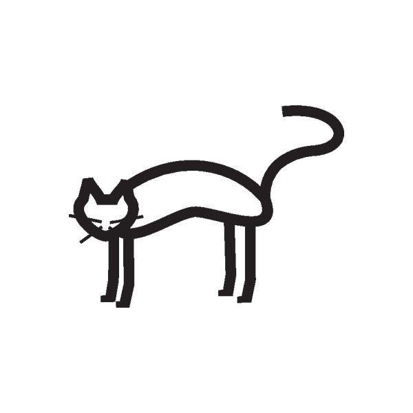 No-face cat decal in black line art