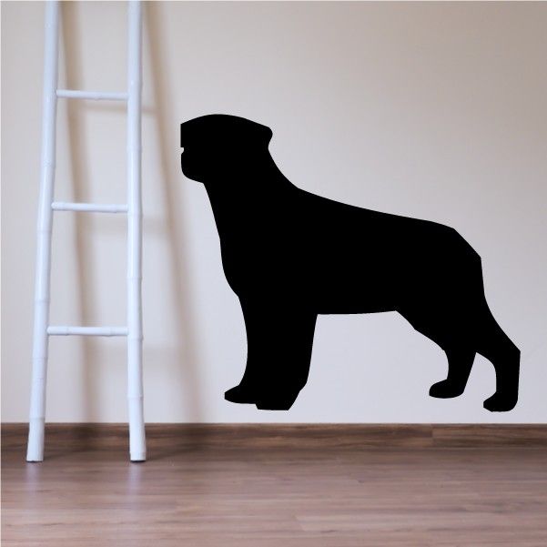 Black Rottweiler dog silhouette decal, standing pose