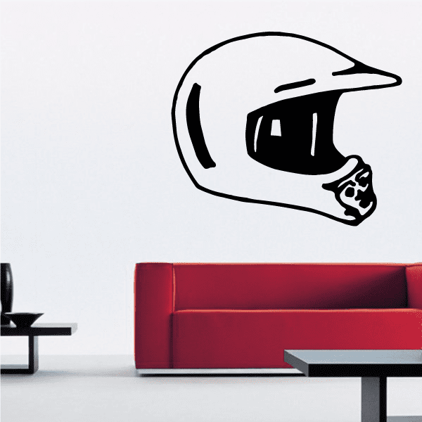 Dirt bike helmet decal sticker with black-and-white side profile