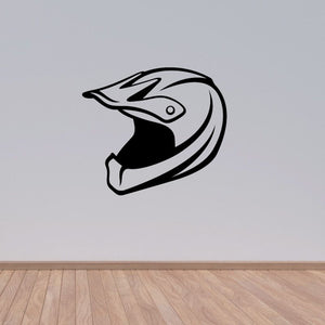 Dirt bike helmet decal with white and black illustrated side profile