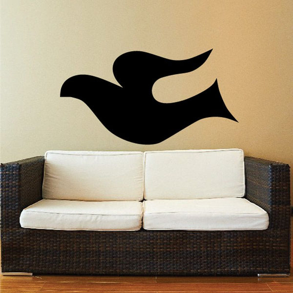 Black dove wall decal with simple flying silhouette