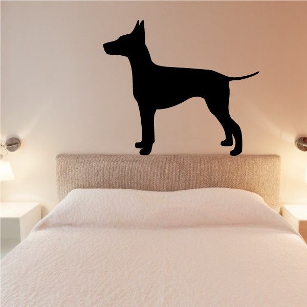 Manchester terrier wall decal, black standing dog silhouette