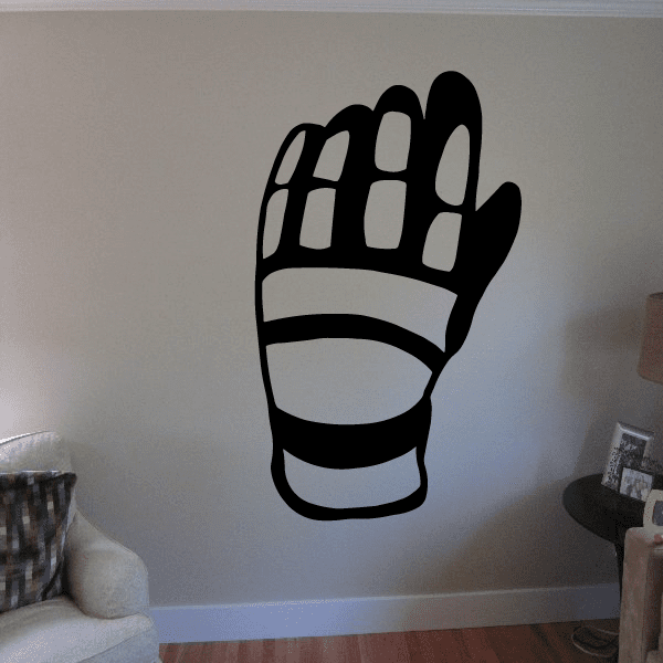 Motorcycle glove decal sticker with black outline and light gray fill