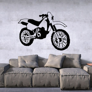Black motorcycle sketch decal with detailed wheels and handlebars