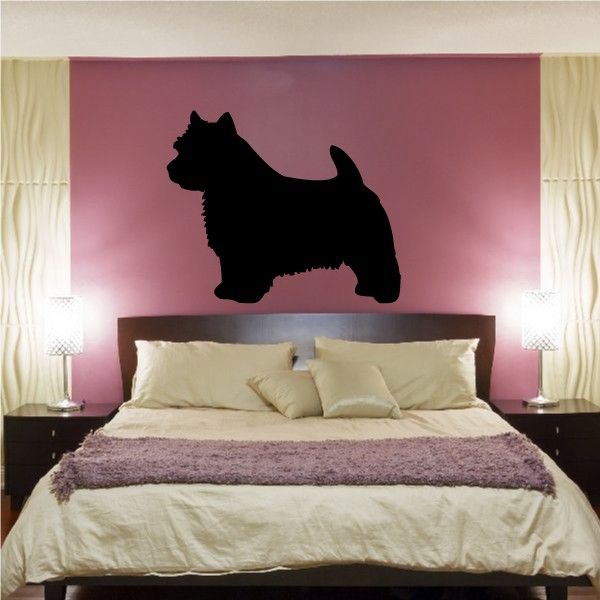 Norwich terrier silhouette wall decal, black dog profile