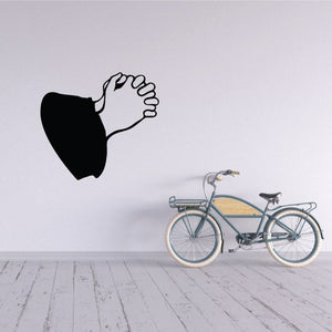 Praying hands decal with black robe sleeves and white hand outline