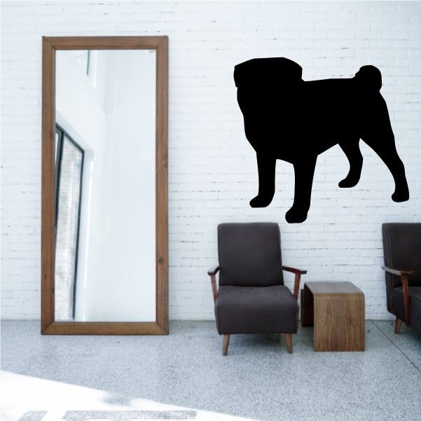 Black pug silhouette decal