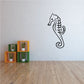 Seahorse line-art wall decal with black outline