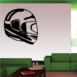 Bike helmet decal sticker with black stylized helmet face graphic