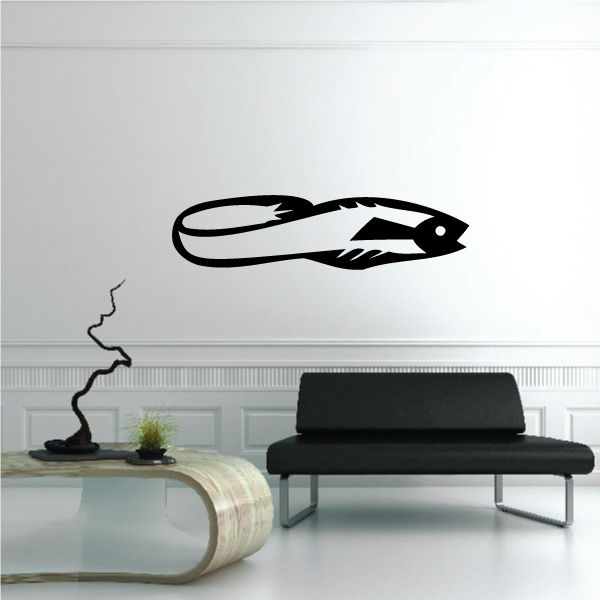 Electric eel wall decal in black and white, sleek simplified design