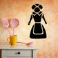 Thanksgiving pilgrim woman decal in black bonnet and dress silhouette