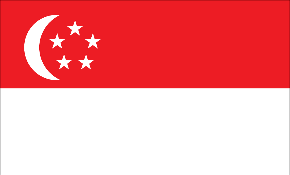 Singapore flag sticker with red field, white crescent and five stars