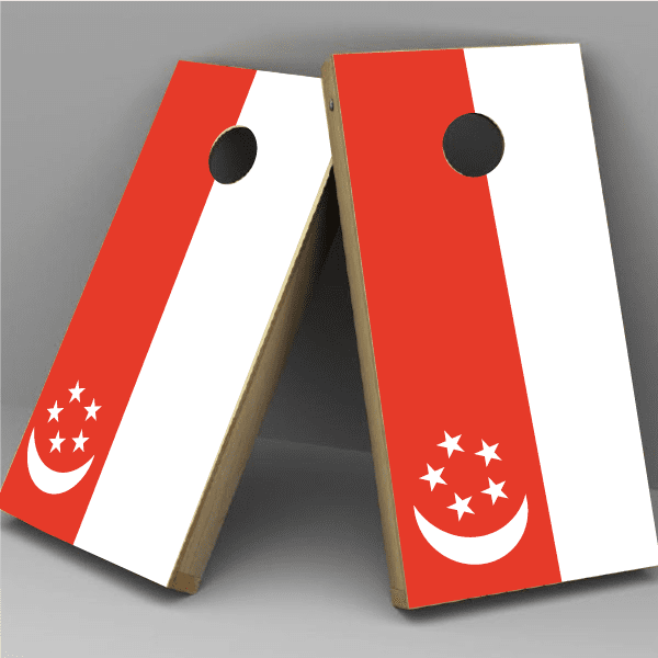 Singapore Flag Cornhole Board Vinyl Decal Wrap