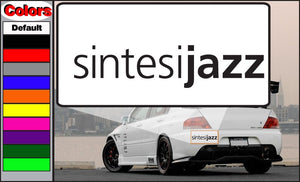 Jazz decal with 'sintesijazz' lettering, black on white