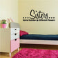 Sisters wall decal with hearts and text 'Same Garden Different Flowers'