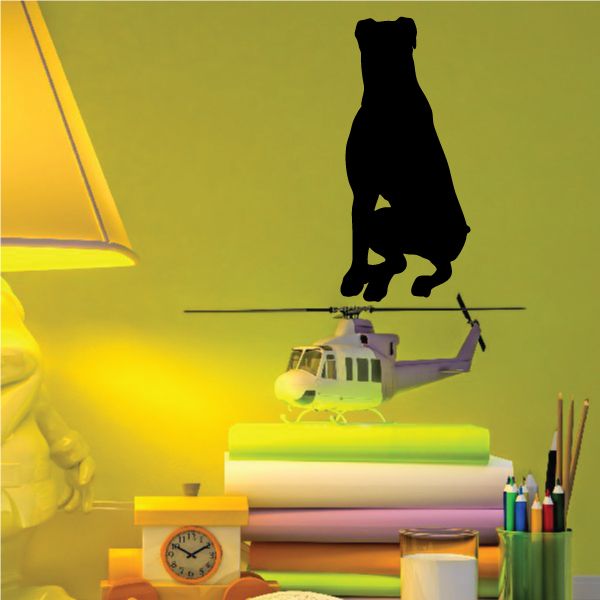 Sitting rottweiler wall decal, black dog silhouette sitting upright