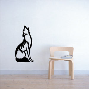 Black sitting howling wolf wall decal silhouette