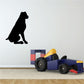 Sitting rottweiler decal of a black dog silhouette looking away