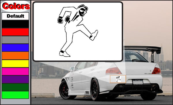 Ska guy decal sticker with black-and-white outline of dancing musician