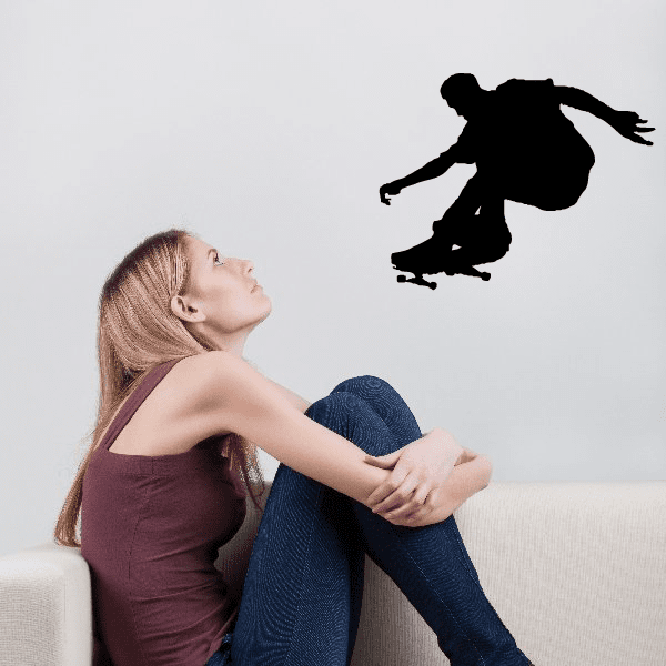 Black skateboarder wall decal vinyl silhouette