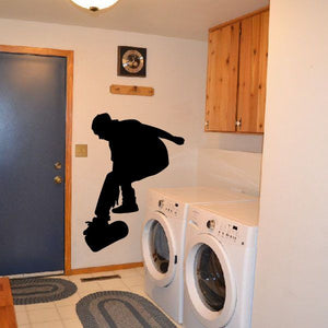 Skateboarding wall decal with black skateboarder silhouette