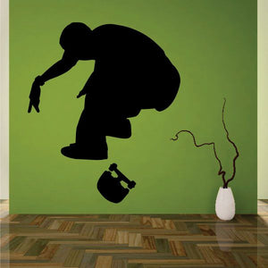 Skateboarder wall decal vinyl silhouette of a rider with skateboard, black