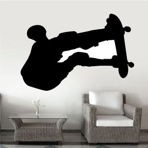Black skateboarder vinyl wall decal silhouette