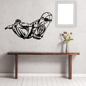 Skateboarding wall decal vinyl sticker with black skateboarder silhouette