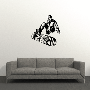 Skateboarder wall decal vinyl graphic of a skater riding a skateboard, black