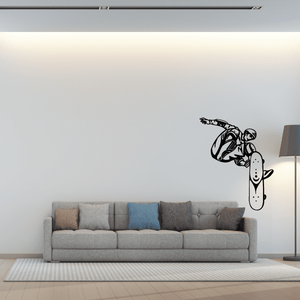 Skateboarding wall decal vinyl featuring a black-and-white skateboarder silhouette.