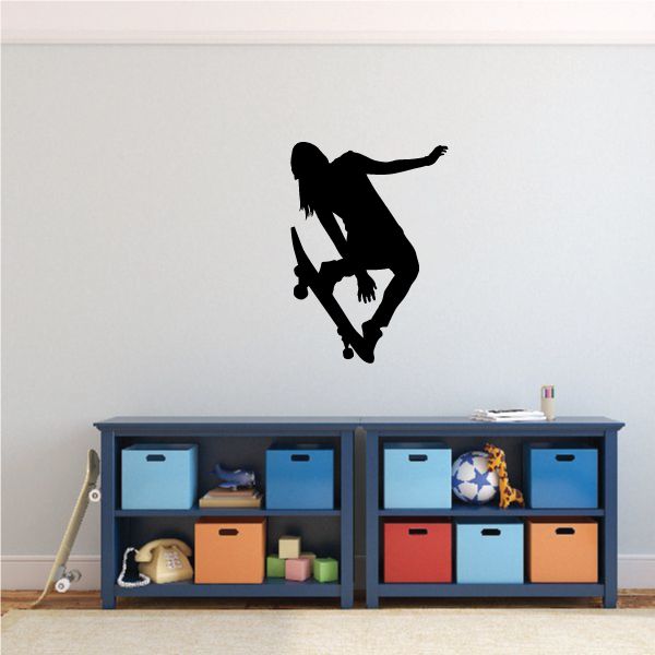 Black skateboarder wall decal silhouette vinyl sticker