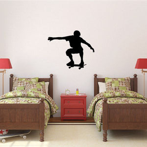 Skateboarder vinyl wall decal, black silhouette