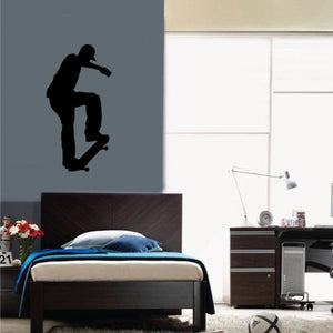 Black skateboarder silhouette wall decal