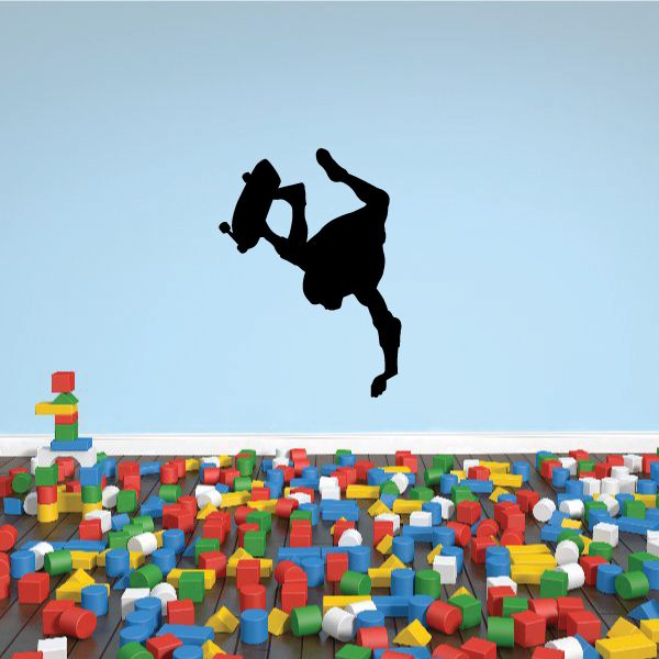 Black skateboarder vinyl wall decal silhouette