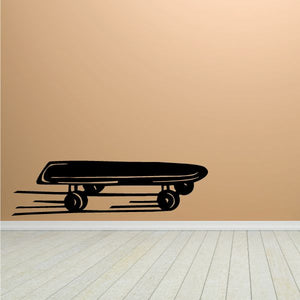 Black skateboard wall decal with skater silhouette, vinyl sticker