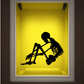 Skeleton doing crunches wall decal with black silhouette design