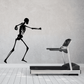 Fighting skeleton wall decal, black silhouette figure with raised arms