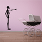 Skeleton pointing decal sticker, black silhouette
