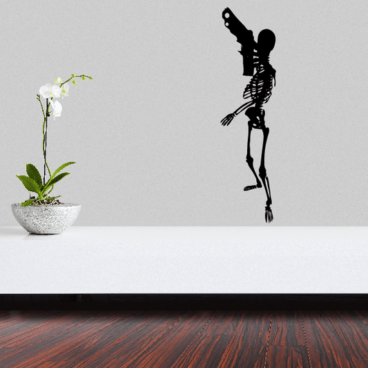 Image of Skeleton Pointing Gun Decal