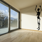 Skeleton pull-up decal, black skeleton figure with arms raised, wall sticker