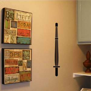 Black ski pole vinyl wall decal with circular ends and two cross sections