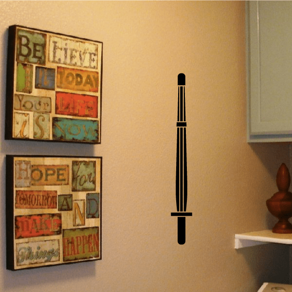 Black ski pole vinyl wall decal with circular ends and two cross sections