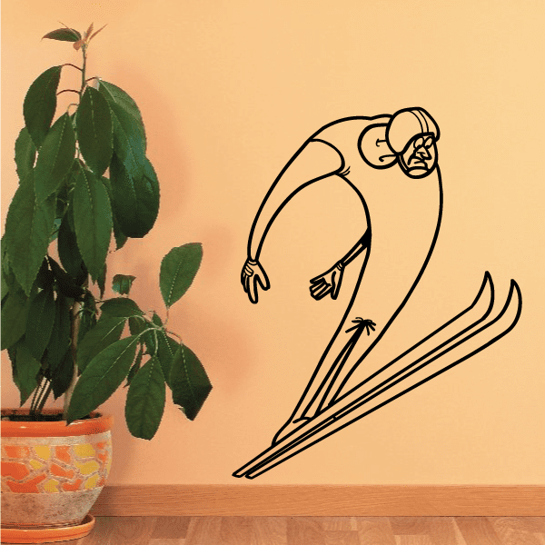 Skiing wall decal showing a skier leaning forward in motion