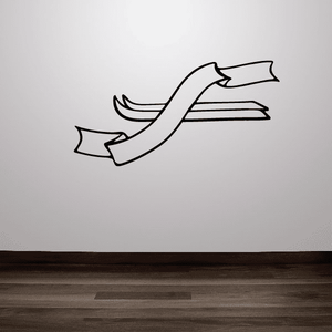 Skiing wall decal vinyl sticker, black outline of skier with skis