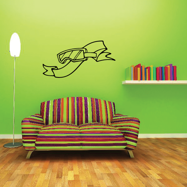 Skiing wall decal vinyl sticker with black skier and skis outline